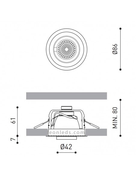 Arkos Light Pop Up Dimensões | Projetor LED embutido pop-up | Leon Iluminação LED