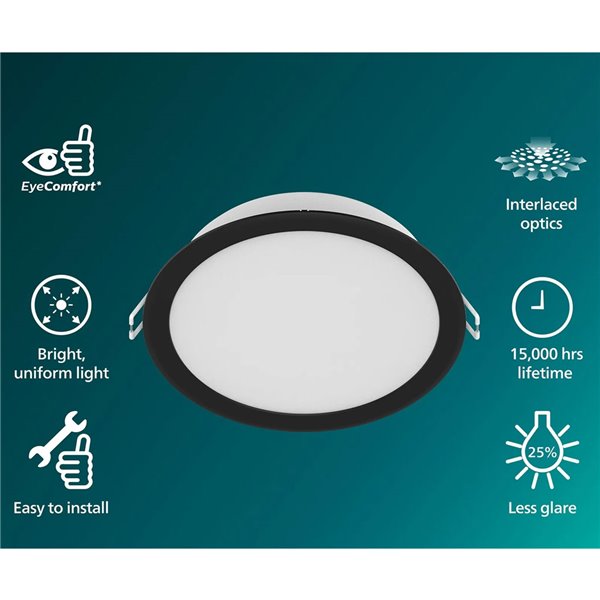 Tragbare LED-Einbauleuchte MESON negro 5,5W/12,5W/16,5W/20W 3000K-4000K, IP20