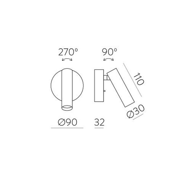 ATRIA Runde 3W 3000K 285Lm LED-Wandleuchte mit Aufputzmontage und Schalter