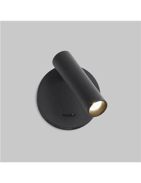 ATRIA Luminária de parede LED redonda de 3W, 3000K, 285 lúmens, com ajuste de temperatura de cor e interruptor.