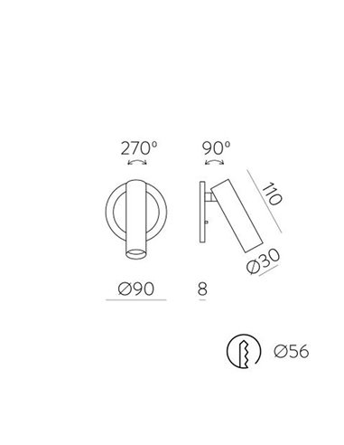ATRIA Luminária de parede LED portátil redonda de 3W, 3000K e 285 lúmens, ajustável