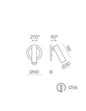 ATRIA Luminária de parede LED portátil redonda de 3W, 3000K e 285 lúmens, ajustável