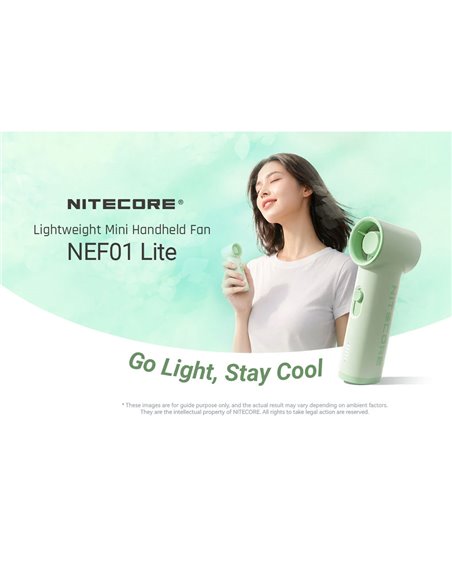 Ventilateur portable NEF01 LITE Mini, conception légère, rechargeable par USB-C, 10 m/s, 5 vitesses