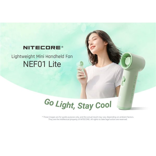 Mini Ventilador de mano NEF01 LITE de diseño ligero, recargable USB-C 10m/s 5 velocidades