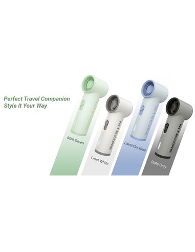 Mini Ventoinha portátil NEF01 LITE, design leve, recarregável via USB-C, 10 m/s, 5 velocidades.