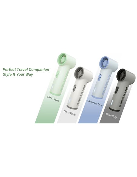 Mini Ventoinha portátil NEF01 LITE, design leve, recarregável via USB-C, 10 m/s, 5 velocidades.