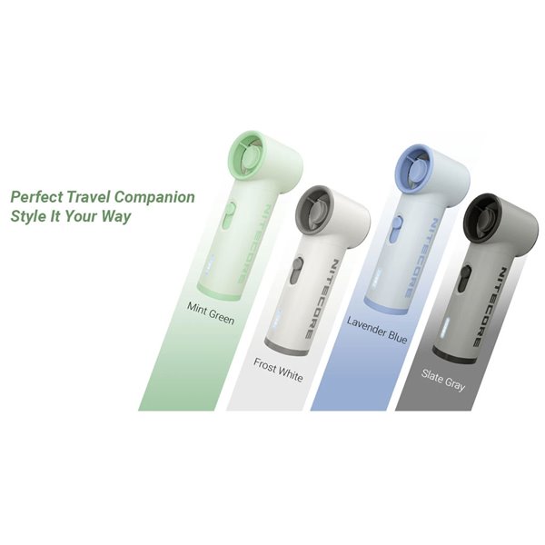 Ventilateur portable NEF01 LITE Mini, conception légère, rechargeable par USB-C, 10 m/s, 5 vitesses