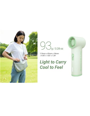Ventilateur portable NEF01 LITE Mini, conception légère, rechargeable par USB-C, 10 m/s, 5 vitesses