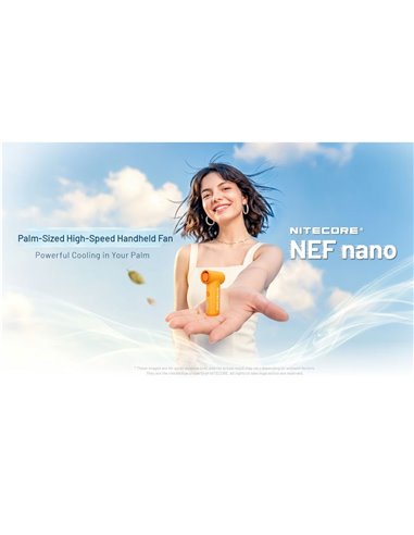 Ventilador de Mano del tamaño de la palma de alta velocidad NEF NANO, recargable USB-C 12m/s ultraligero 5 velocidades