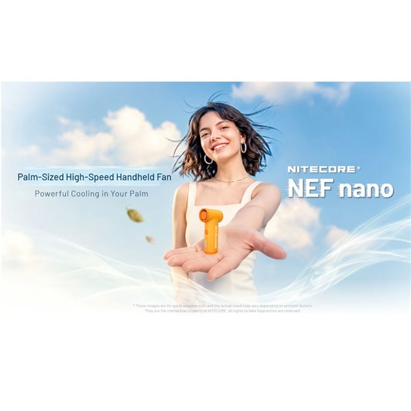 Ventilador de Mano del tamaño de la palma de alta velocidad NEF NANO, recargable USB-C 2000mAh 12m/s ultraligero 5 velocidades