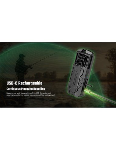 Répulsif anti-moustiques portable EMR16 USB-C pour l'extérieur, autonomie de 16 h