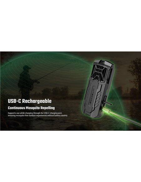 Répulsif anti-moustiques portable EMR16 USB-C pour l'extérieur, autonomie de 16 h