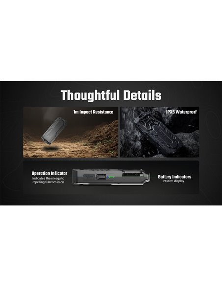 Repelente de mosquitos portátil EMR16 USB-C Outdoor 16h