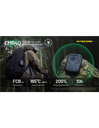 Repelente de mosquitos portátil multiusos EMR40 USB-C Powerbank Outdoor 40h