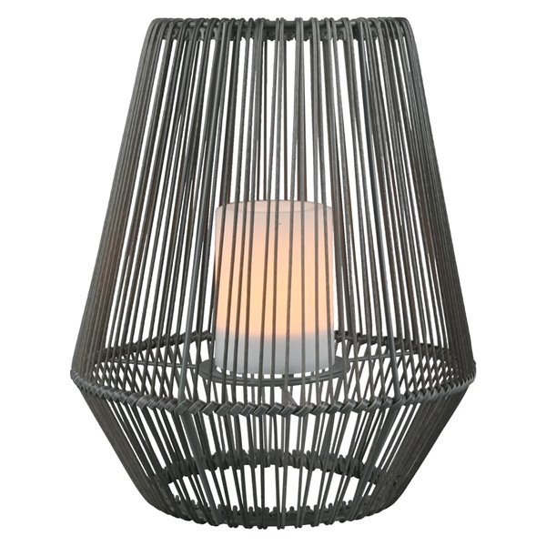 Luminária solar LED externa para mineiros, cinza, com sensor de luz, efeito chama de 0,2 W, 305 mm de altura.