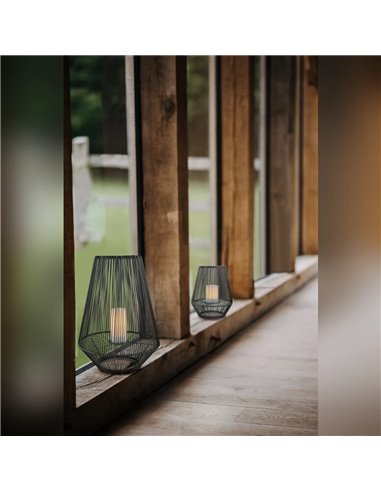Lampe solaire LED d'extérieur pour mineurs, grise, avec capteur de luminosité, effet flamme 0,2 W, hauteur 305 mm