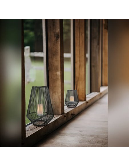 Solar-LED-Außenleuchte für Bergleute, grau, mit Lichtsensor, 0,2 W, Flammeneffekt, 305 mm hoch