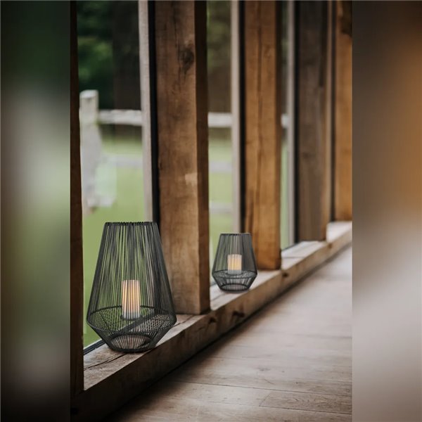 Luminária solar LED externa para mineiros, cinza, com sensor de luz, efeito chama de 0,2 W, 305 mm de altura.