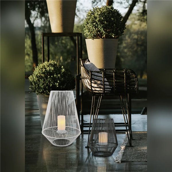 Lámpara solar LED exterior MINEROS gris con sensor de luz 0,2W efecto llamo, 305mm de altura