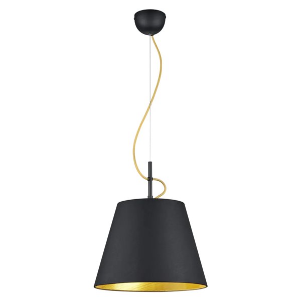 Lámpara colgante ANDREUS pantalla de tela negra e interior dorado excl. E27 máx 60W, altura regulable