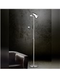 Luminária de chão LED SPLIT, ajustável com braço de leitura em níquel fosco, 18W+3,5W, 2000lm+400lm, 3000-6500K