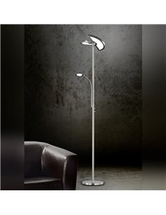 Lampadaire LED double, réglable avec bras de lecture en nickel mat, 18 W + 3,5 W, 2 000 lm + 400 lm, 3 000-6 500 K 2