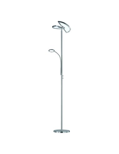 Lámpara de pie LED SPLIT orientable con brazo lector níquel mate regulable 18W+3,5W 2000lM+400Lm 3000‑6500K