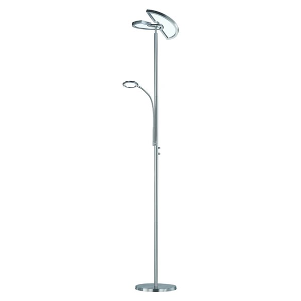 Lámpara de pie LED SPLIT orientable con brazo lector níquel mate regulable 18W+3,5W 2000lM+400Lm 3000‑6500K