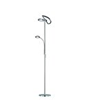 Luminária de chão LED SPLIT, ajustável com braço de leitura em níquel fosco, 18W+3,5W, 2000lm+400lm, 3000-6500K