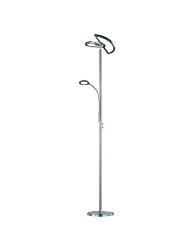 Lámpara de pie LED SPLIT orientable con brazo lector níquel mate regulable 18W+3,5W 2000lM+400Lm 3000‑6500K