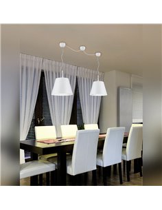 Luminária pendente ANDREUS com 2 cúpulas de tecido branco fosco, 2 soquetes E27 (não inclusos) 2