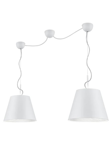 Suspension ANDREUS avec 2 abat-jour en tissu blanc mat, 2 x E27 (non inclus)