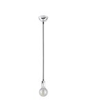 Luminária pendente CORD em metal cromado, soquete E27 (não incluso), para uso interno.