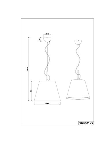 Luminária pendente ANDREUS com cúpula em tecido preto e interior dourado (sem casquilho E27, máx. 60W), altura ajustável.