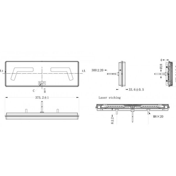 Schlankes LED-Rücklicht mit 6 Funktionen | Mit integriertem Dreieck | 12/24 V