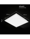 Medidas de Chip Cree Panel LED 40W 600x600mm Backlit High Lumen | Chip CREE | 120lm/W