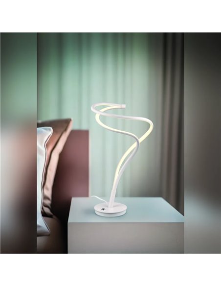 Luminária de mesa LED NALA preta com design curvo, 17W, dimerizável, 2300-4000K, 1900 lúmens.