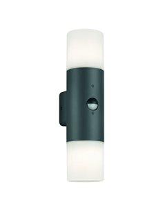 Applique murale extérieure HOOSIC, éclairage vers le haut/vers le bas avec détecteur de mouvement, anthracite, 2 x E27, IP44