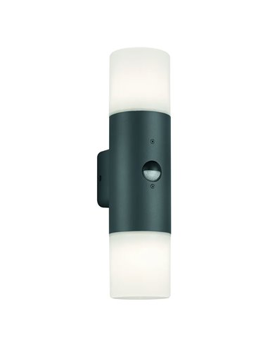 Applique murale extérieure HOOSIC, éclairage vers le haut/vers le bas avec détecteur de mouvement, anthracite, 2 x E27, IP44