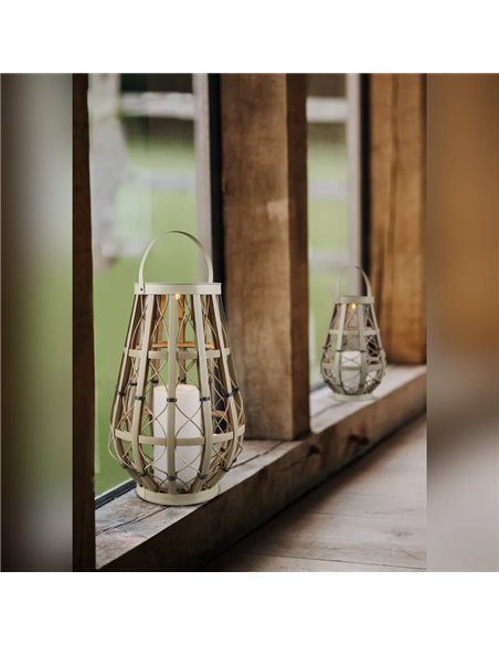 Luminária solar VINTO em estilo boho-chic bege claro, LED de 0,2 W com efeito de chama de 2700 K, IP44.