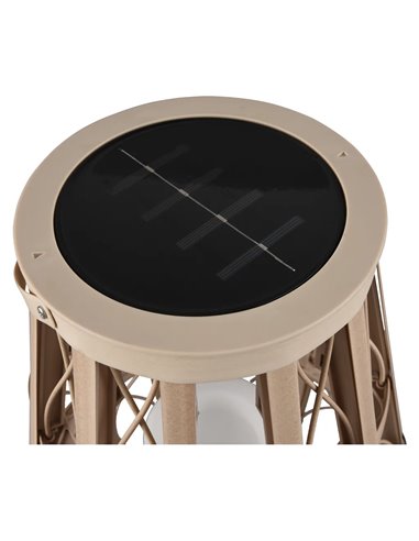Luminária solar VINTO em estilo boho-chic bege claro, LED de 0,2 W com efeito de chama de 2700 K, IP44.