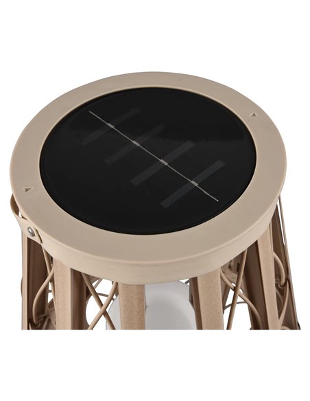 Lampe solaire VINTO beige clair style bohème chic, LED 0,2 W 2700 K effet flamme, IP44