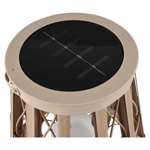 Lampe solaire VINTO beige clair style bohème chic, LED 0,2 W 2700 K effet flamme, IP44