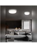 Luminária de teto redonda LUGANO em LED, branca, 11W, 1200 lúmens, 3000K, LED integrado, Ø30cm, para uso interno.