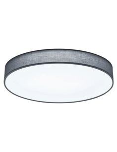Plafonnier LED LUGANO avec abat-jour en tissu gris réglable et veilleuse, 60 W, 5 000 lm, 3 000-5 000 K, Ø 75 cm