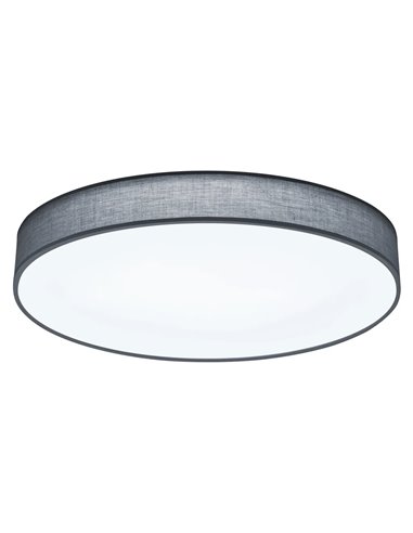 Plafonnier LED LUGANO avec abat-jour en tissu gris réglable et veilleuse, 60 W, 5 000 lm, 3 000-5 000 K, Ø 75 cm