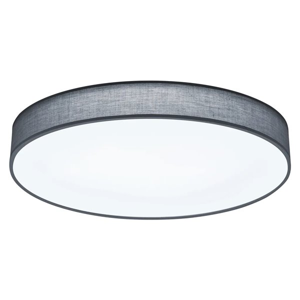 Luminária de teto LED LUGANO com cúpula ajustável em tecido cinza e luz noturna, 60W, 5000 lúmens, 3000-5000K, Ø75cm