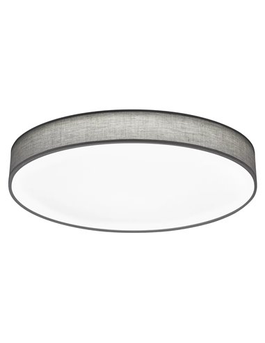 Plafón LED LUGANO pantalla de tela gris regulable con luz nocturna 60W 5000Lm 3000‑5000K Ø75cm
