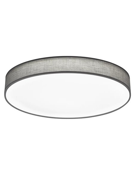 LUGANO LED-Deckenleuchte mit verstellbarem grauen Stoffschirm und Nachtlicht, 60 W, 5000 lm, 3000–5000 K, Ø 75 cm