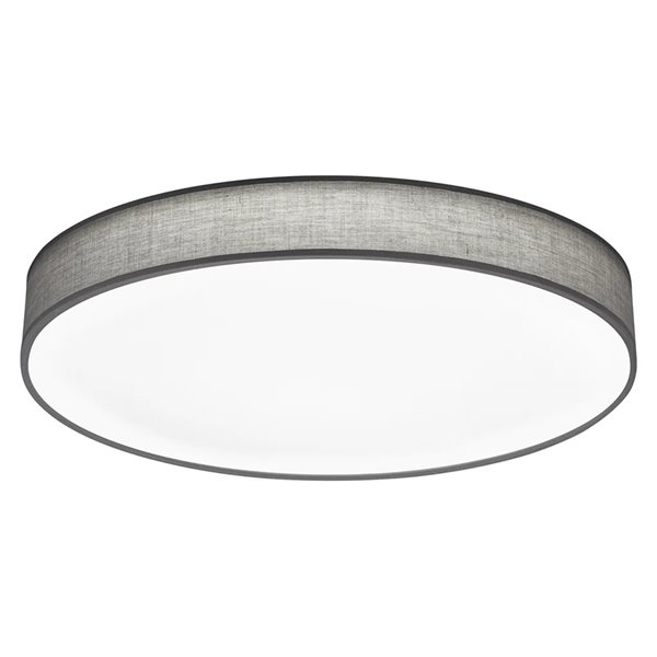 Luminária de teto LED LUGANO com cúpula ajustável em tecido cinza e luz noturna, 60W, 5000 lúmens, 3000-5000K, Ø75cm